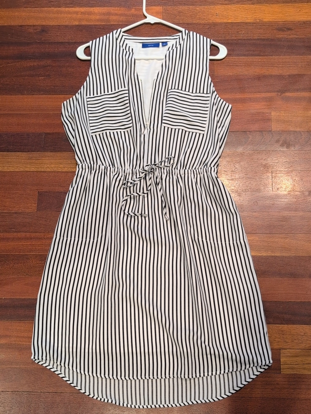 Apt. 9 Black & White Sleeveless Striped High-Low Drawstring Dress